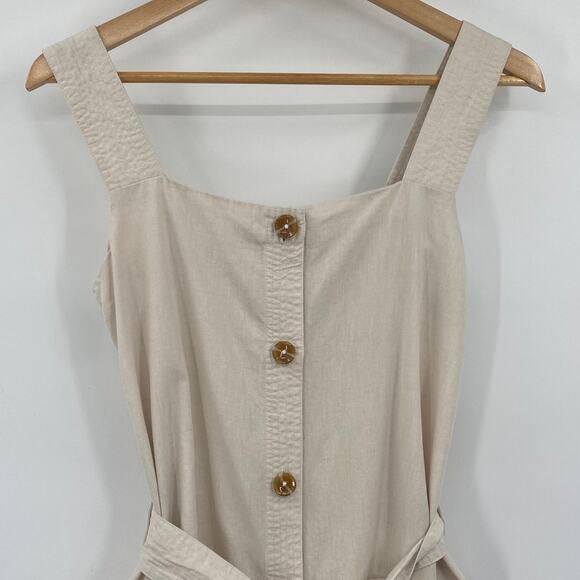 DL1961 Lexia Linen Midi Dress Tie Belted Sleeveless Button Down Cream Womens XS - Picture 4 of 11